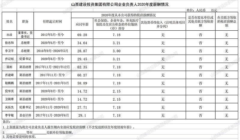 lol比赛押注官网(中国)有限公司官网企业负责人2020年度薪酬情况